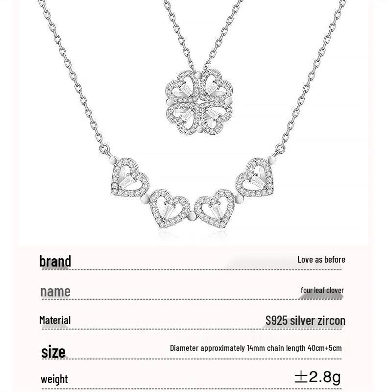 S925 Silver Four-Leaf Clover Necklace In Rotating Surprise Gift Box for Christmas, Valentine's, or Birthday