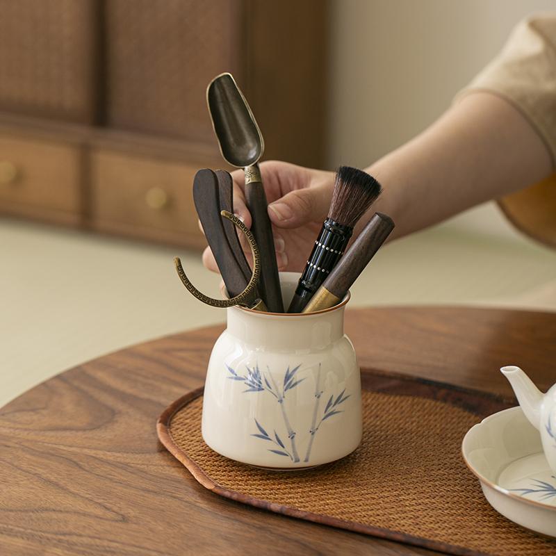 Hand Drawn Bamboo Persimmon Tea Ceremony Six Gentlemen Zen Kung Fu Tea Set Tea Knife Tea Needle Chaze Tea Tool Set Teaware Utens