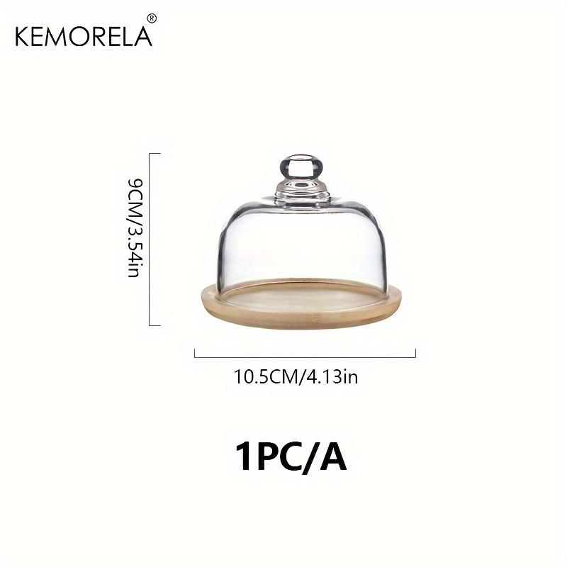 

KEMORELA Бамбуковая подставка для торта с прозрачной стеклянной крышкой - Пылезащитный, Декоративный поднос для подачи десертов, фруктов и закусок Для свадеб