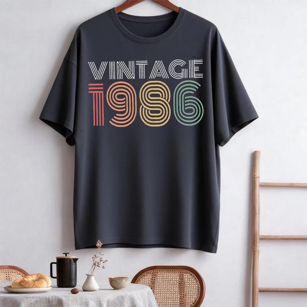 Футболка на 40-летие Винтажная 1986 Футболка 1986 Футболка на День Рождения Подарок на 40-летие для Женщин Хлопковые Топы Высокого Качества Новое Поступление L