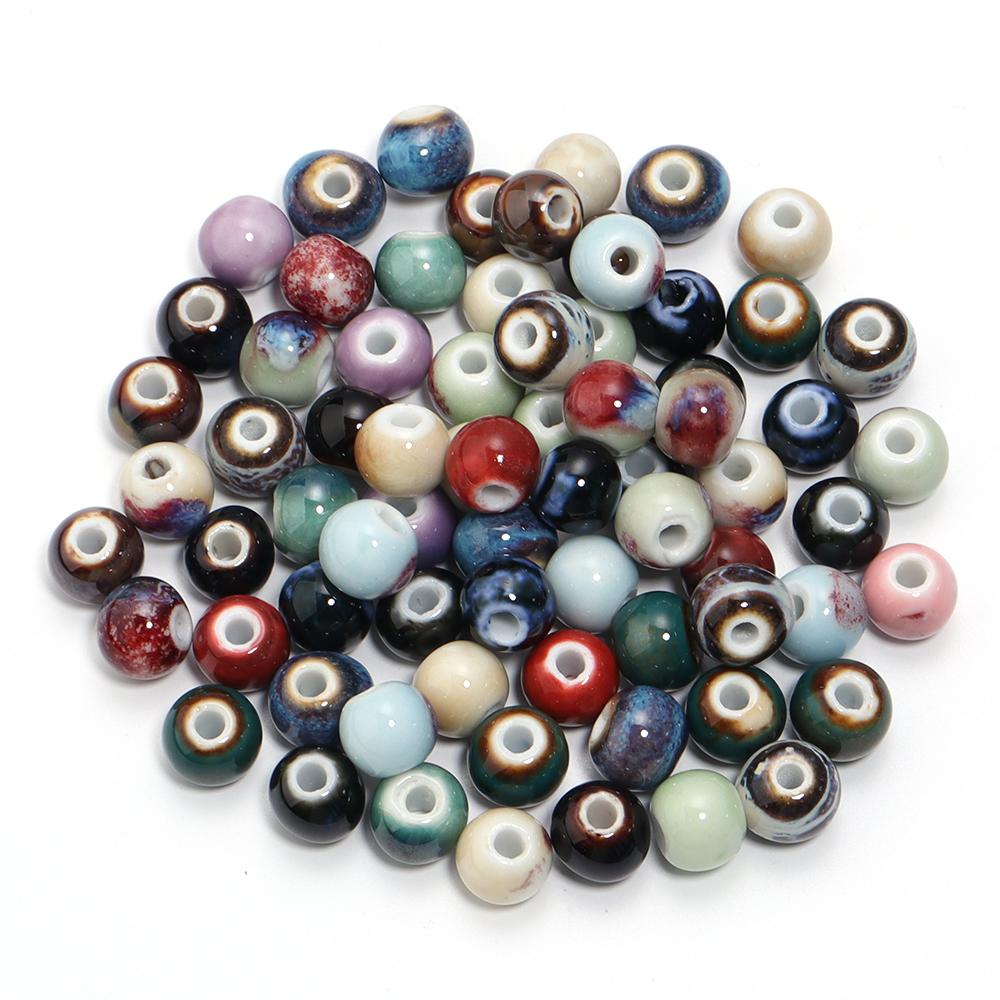 10pcs/lot Colorful Round Shape Ceramic Beads Spacer Beads For Jewelry Making DIY Loose Beads Bracelet Necklace Gift Accessories