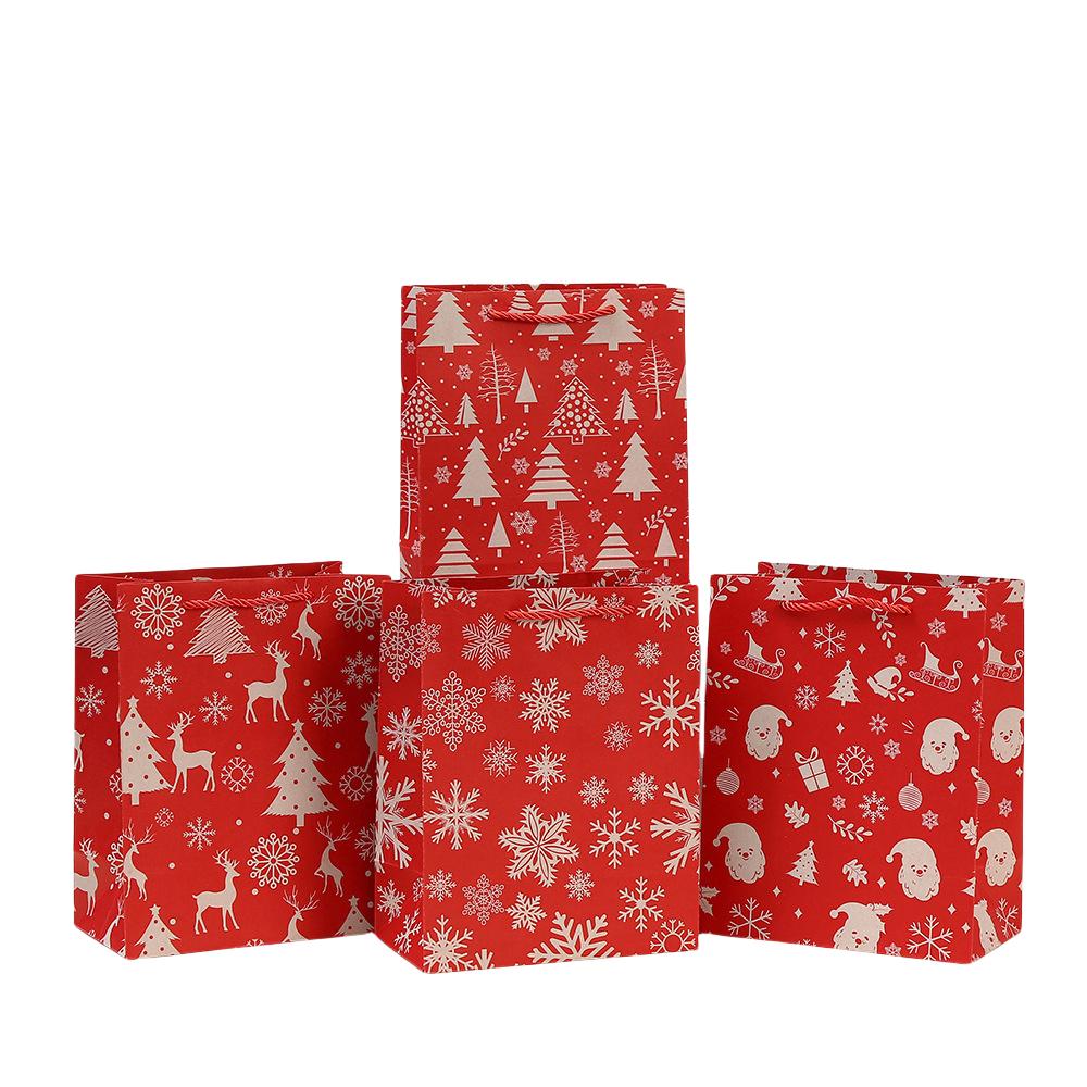 StoBag rote Kraft-Weihnachtsgeschenktüten für Süßigkeiten wiederverwendbare Luxus-Designertüten Weihnachtsmann Schneeflocke Baum Party-Leckerbissen