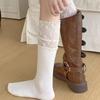 White Calf Socks, Women's Lace Ballet-style Thigh-high Socks with Long Boots, Spring and Summer Thin Boot Socks Patchwork Pile Socks