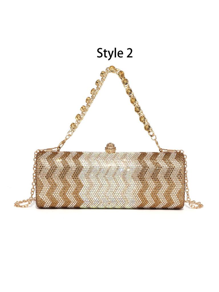 Elegant Evening Rhinestone Clutch: Crystal Diamond Party and Wedding Bag for Ladies - European and American Style