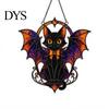 Decorative Window Prism Suncatcher Halloween Bat Cat Suncatcher, Stained Glass Style Acrylic Sun Catcher, Gothic Cute Animal Themed Gift Black Hanging