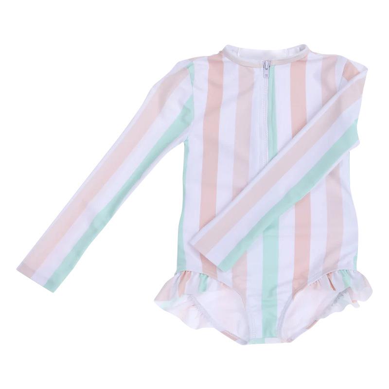 

Летний купальник с длинным рукавом и оборками для девочки 2025 года с защитой от солнца 130 cm