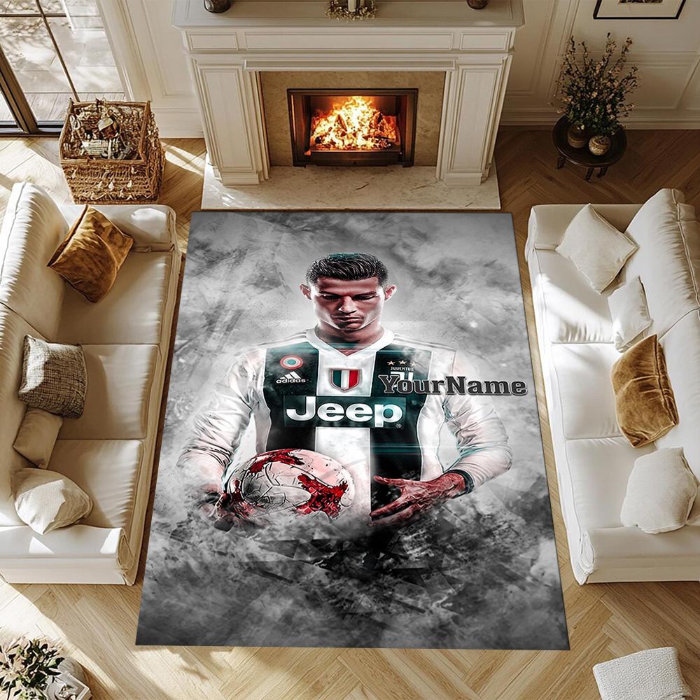 Cristiano Ronaldo 112 Customized Name Floor Rug Office Rug Suitable for Playrooms Dining Room Kitchen Bedrooms Antislip Carpet Decorate Offices