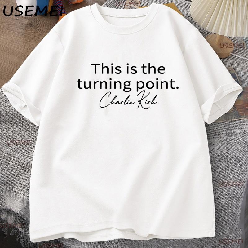 

This Is The Turning Point Tshirt Charlie Kirk T-shirt Christian T Shirt Casual Cotton Short Sleeves Men s Clothes XXXL белый