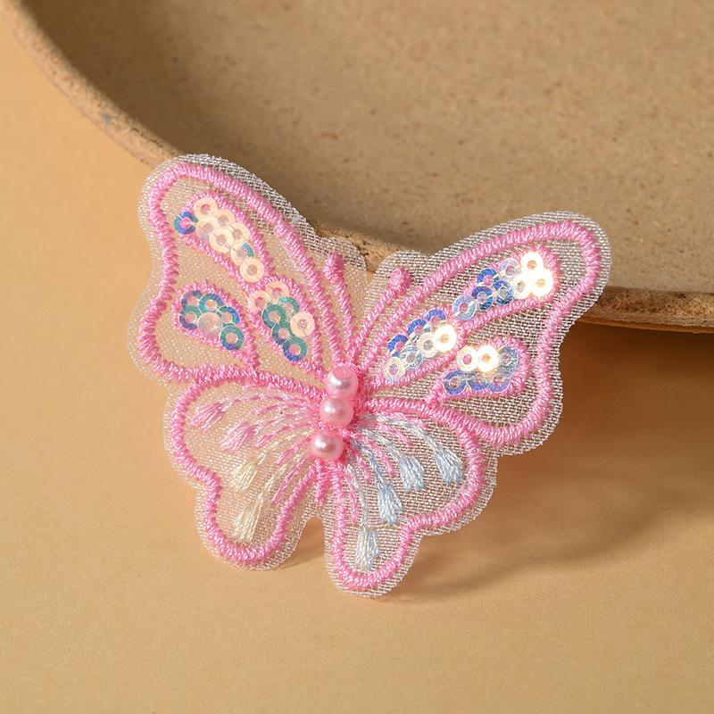 10/20pc Pearl Butterfly Lace Embroidered Wedding Clothes Jewelry Accessories Appliques For Sewing Supplies DIY Hair Clip