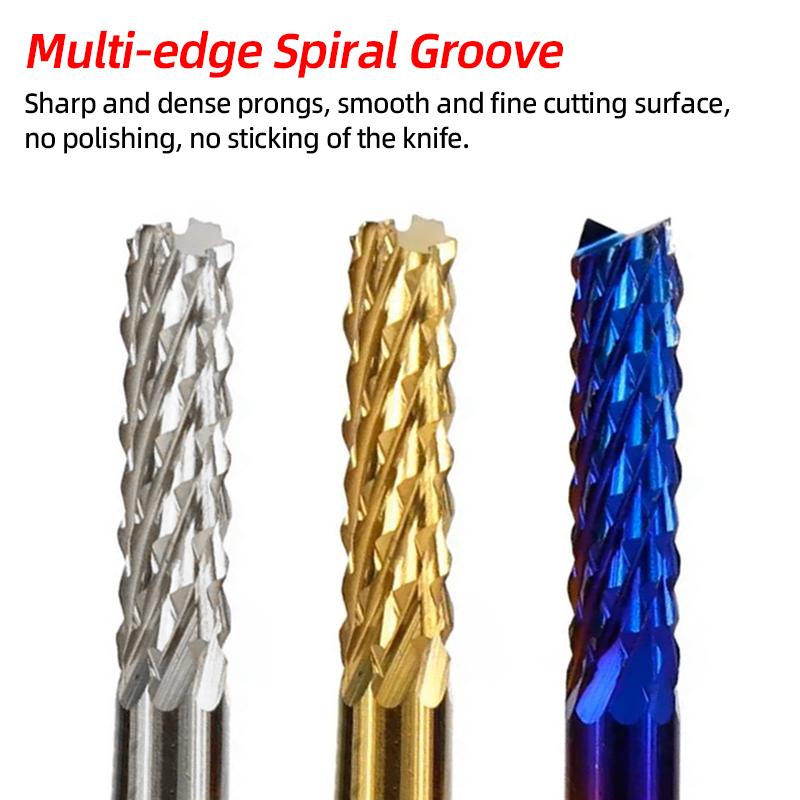 Milling Cutter Carbide End Milling Tools 0.8-3.175mm TiN Coated CNC Router Bits End Mill for PCB Machine Cutter Engraving Edge