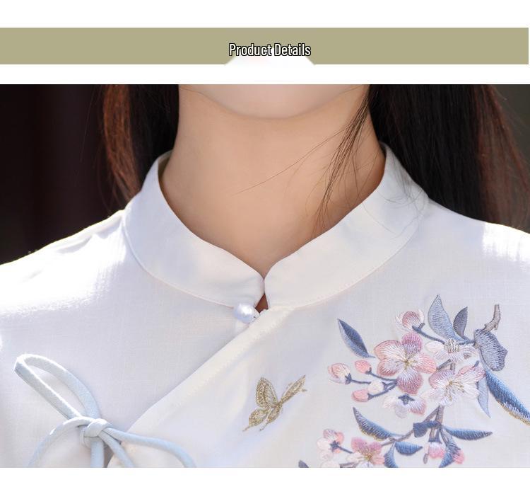 Chinese Retro Embroidered Stand-Up Collar Tang Suit Hanfu Top
