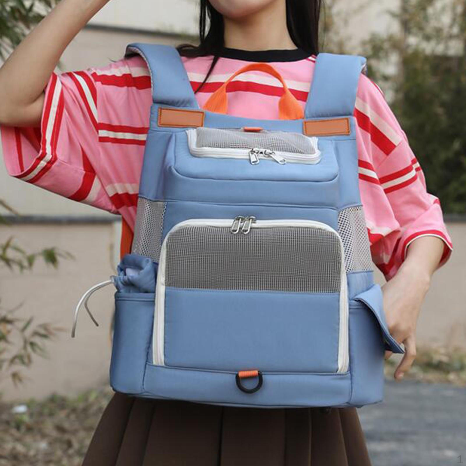 

Рюкзак для кошек, сумка для переноски, дышащая сетка, ткань Оксфорд, вентилируемая дорожная сумка для путешествий синий