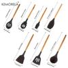 7PCS Heat-Resistant Silicone Kitchen Utensil Set with Wooden Handles - Food-Grade Cooking Tools for Cooking, Baking & Serving