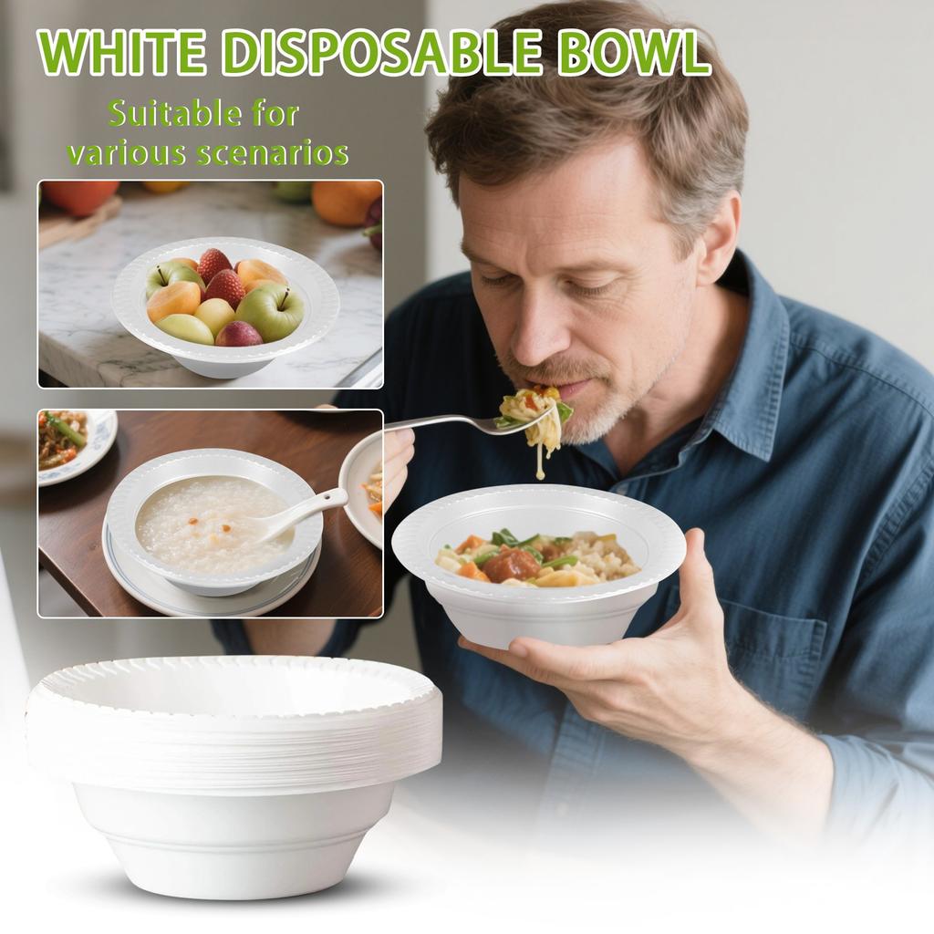 Disposable Soup Bowl,6inch Disposable Bowl, Round Bowl, Suitable For Parties And Outdoor Gatherings,100pcs