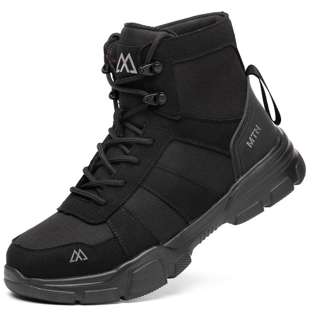 Water Repellent Leather Safety Boots for Men, Lightweight Steel Toe Anti-Smash Anti-Puncture Durable Industrial Outdoor Work Boo