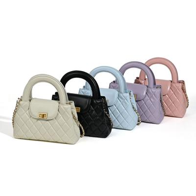 2025 New Chain Bag Grid Handbag Genuine Leather Women's Bag Fashionable And Versatile Single Shoulder Crossbody Women's Small Square Bag