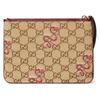 Gucci GG Supreme Canvas Snake Embroidered Wristlet Pouch With Leather Trim For Unisex Daily Use