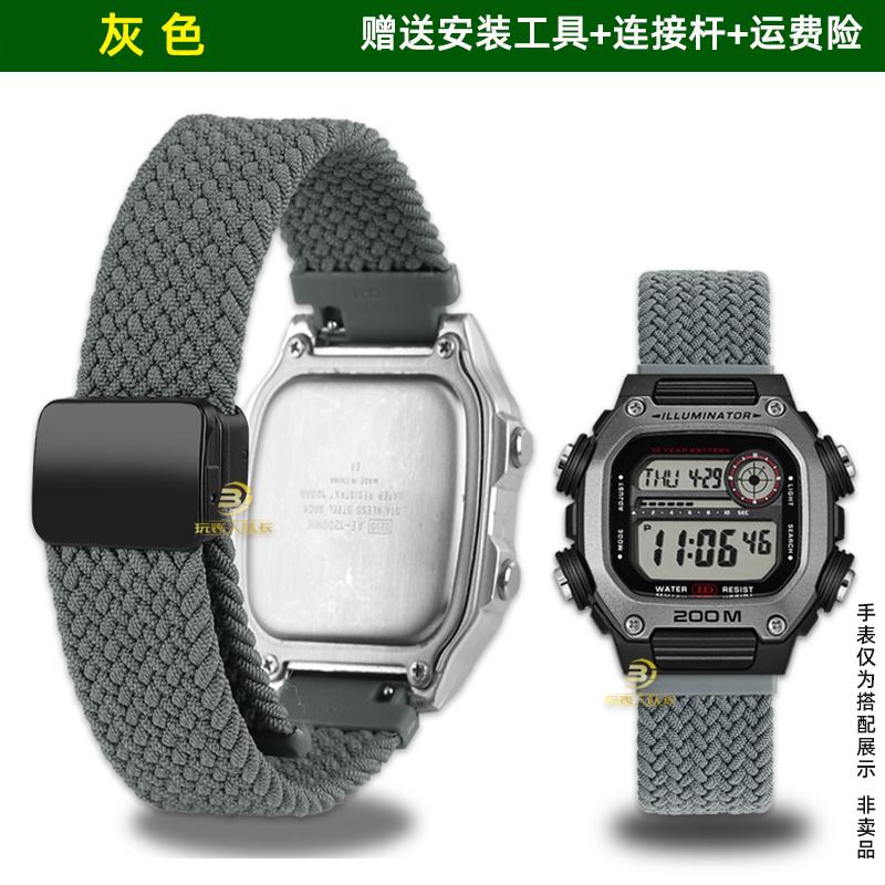 

18mm Quick-release Strap For Casio DW-291H/DW-290 W-218H/W-219H Knitted Nylon Canvas Watch Band Men s Magnetic Clasp Wrist band 18mm width серый
