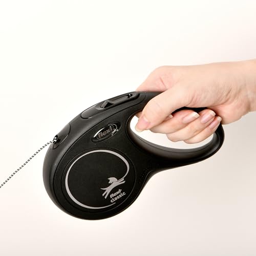 Flexi New Classic Cord Type Retractable Dog Lead for Small Dogs, Size S, 8m, Black, CL10C8, Retractable Dog Lead, Pet Lead [Parallel Import]