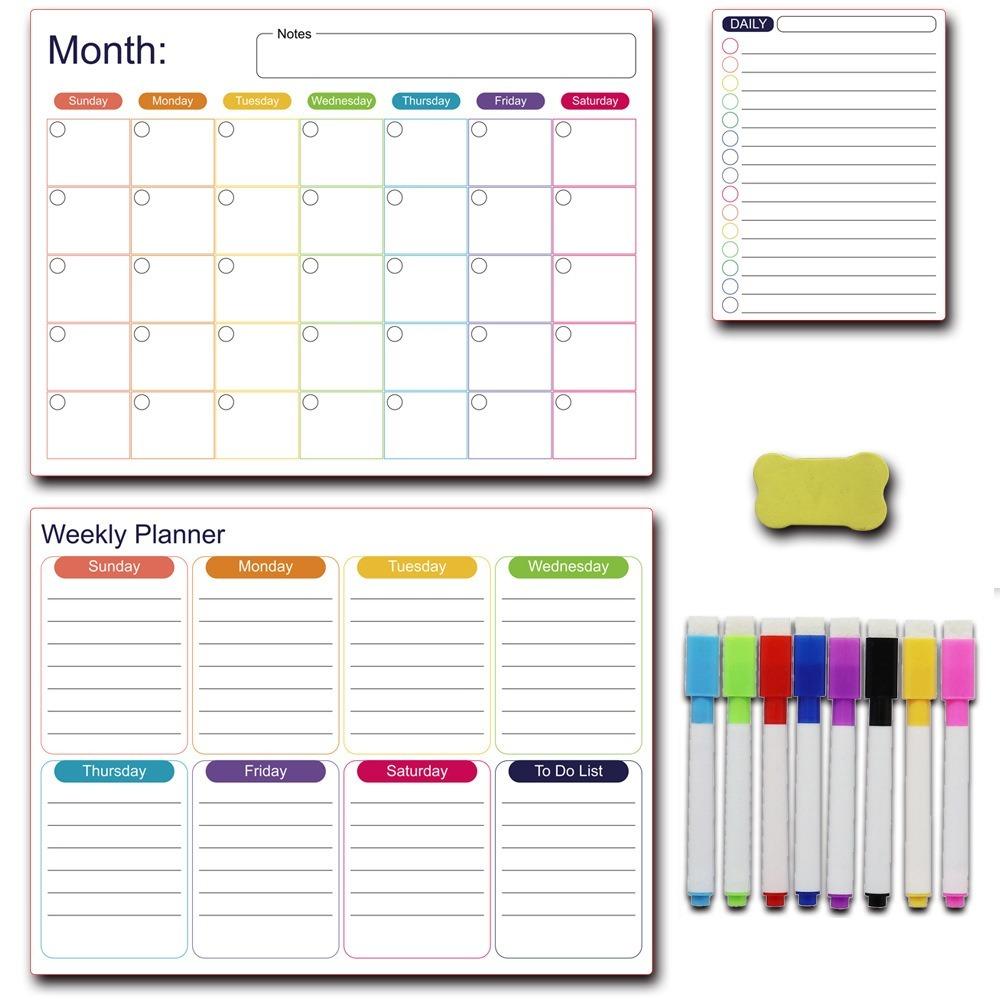 Resin Whiteboard Monthly Weekly Daily Fridge Calendar Daily Dry Erase Calendar Organizer