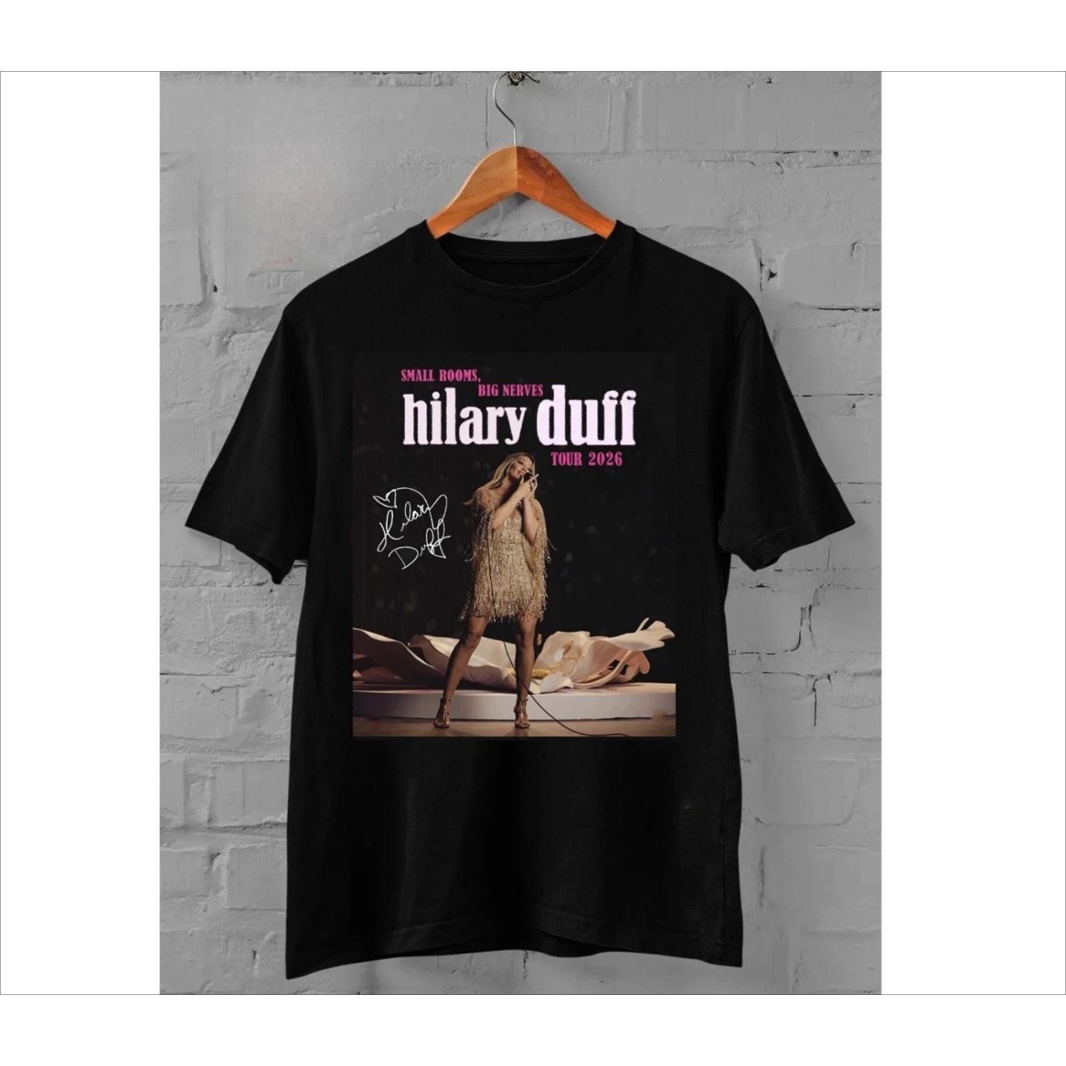 

Small Room, Big Nerve Hillary Duff 2026 Tour T-shirt, Daily Outdoor Retro, Male and Female Fan Printed T-shirt S чёрный