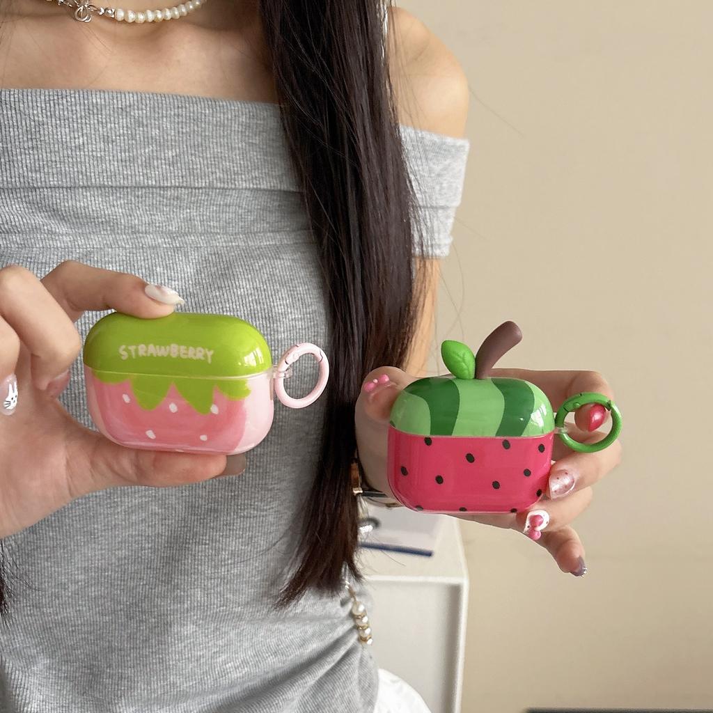 Einfaches schickes Wassermelone Erdbeere Tomate Fruchtmuster Schutzhülle für AirPods 1 2 3 4 Pro 2 Pro 3