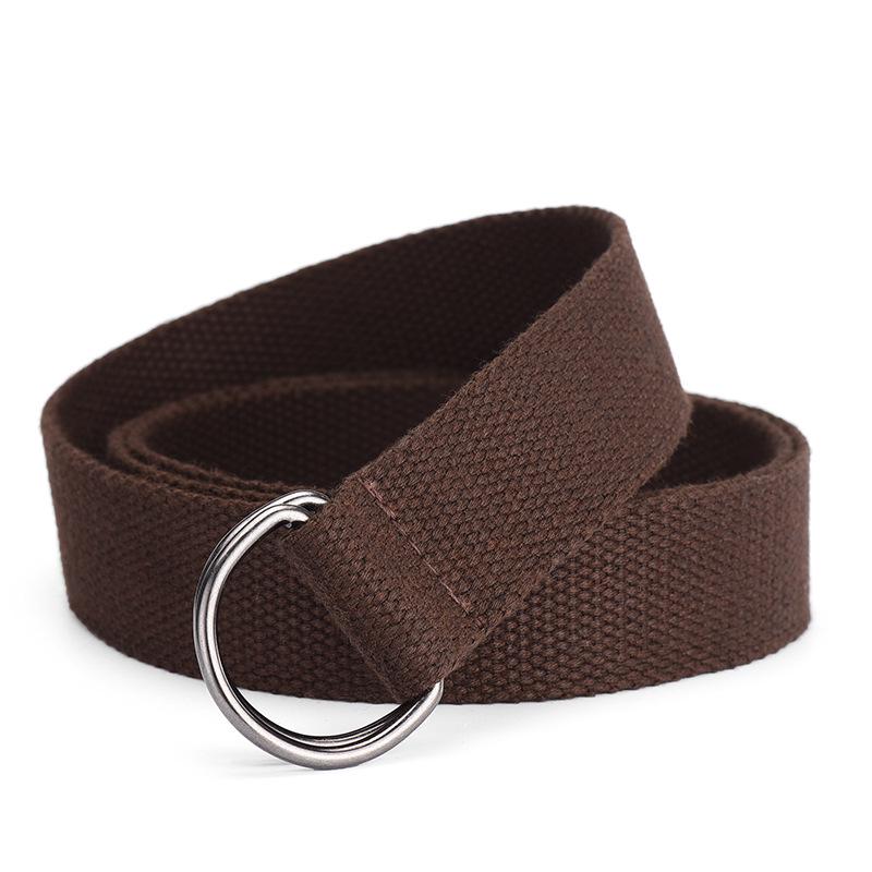 

Женский ремень из холста, классическая пряжка D с двойной пряжкой, мужской плетеный универсальный ремень из нейлона для отдыха на природе 110cm темно-коричневого