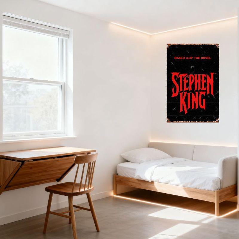 Vintage Stephen King Metal Tin Sign Based On the Novel Gothic Style X Grid Rusty Border Bolted Corner Aged Distressed Poster for