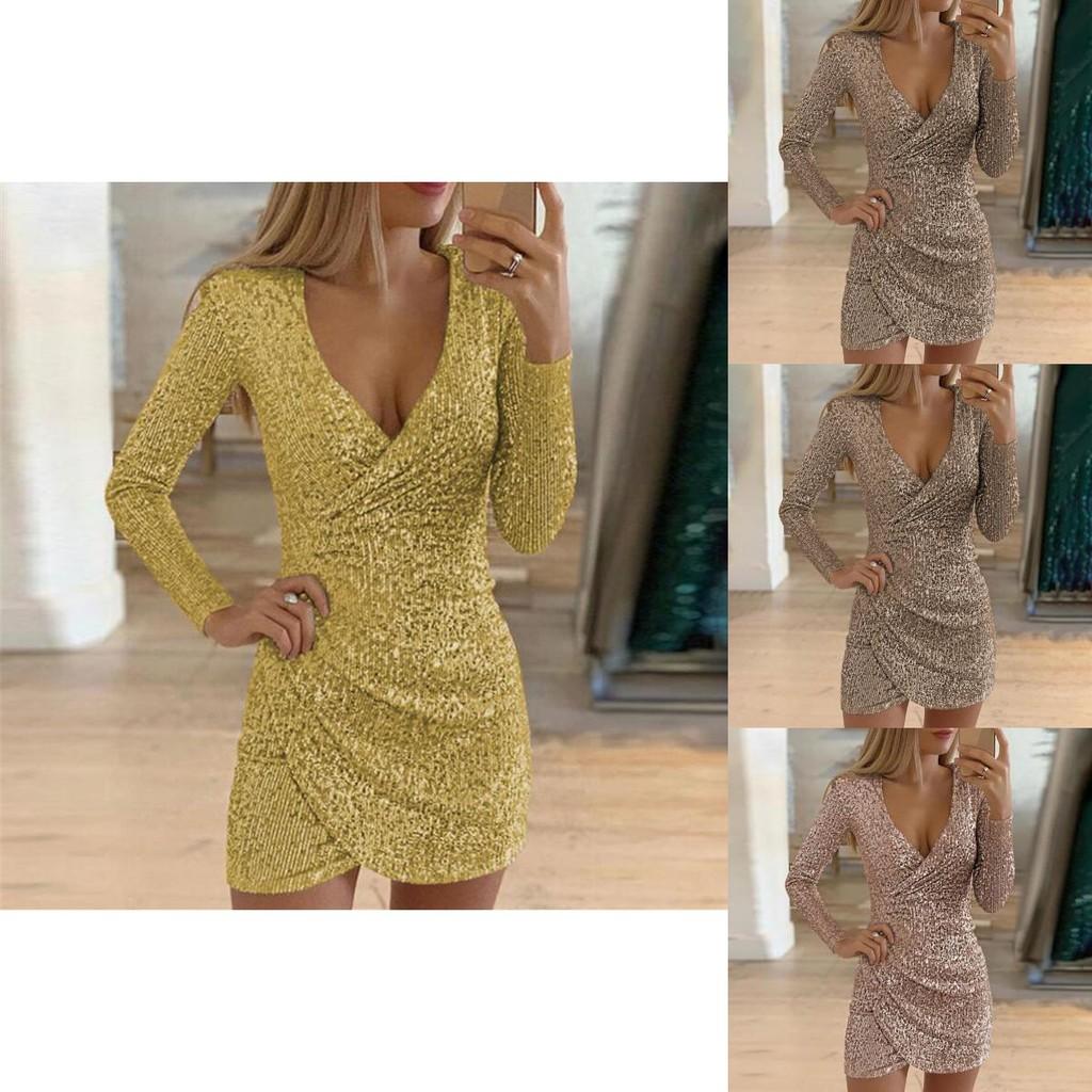 Elegant Women Sequin Christmas Bodycon Dress For Evening Parties And Events