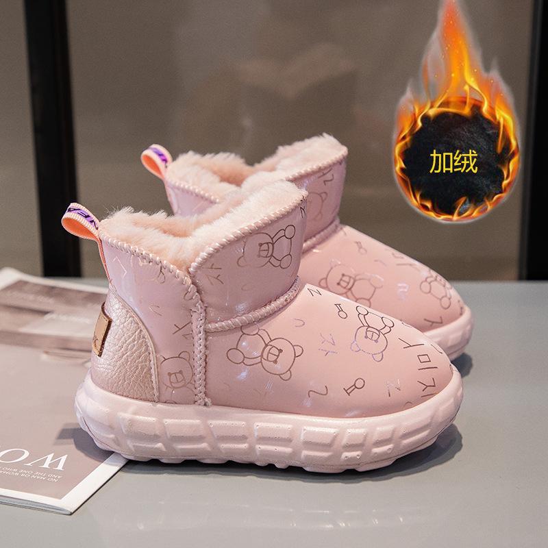 

Детские утепленные флисовые новые нескользящие зимние ботинки для осени и зимы 37 inner length 24cm розовый