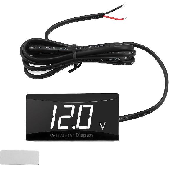 DC 12V Car Digital Voltmeter, 8-16V LED Display Waterproof Auto Voltage Gauge Meter, Digital Power Energy Voltage Monitor for Most Cars Trucks
