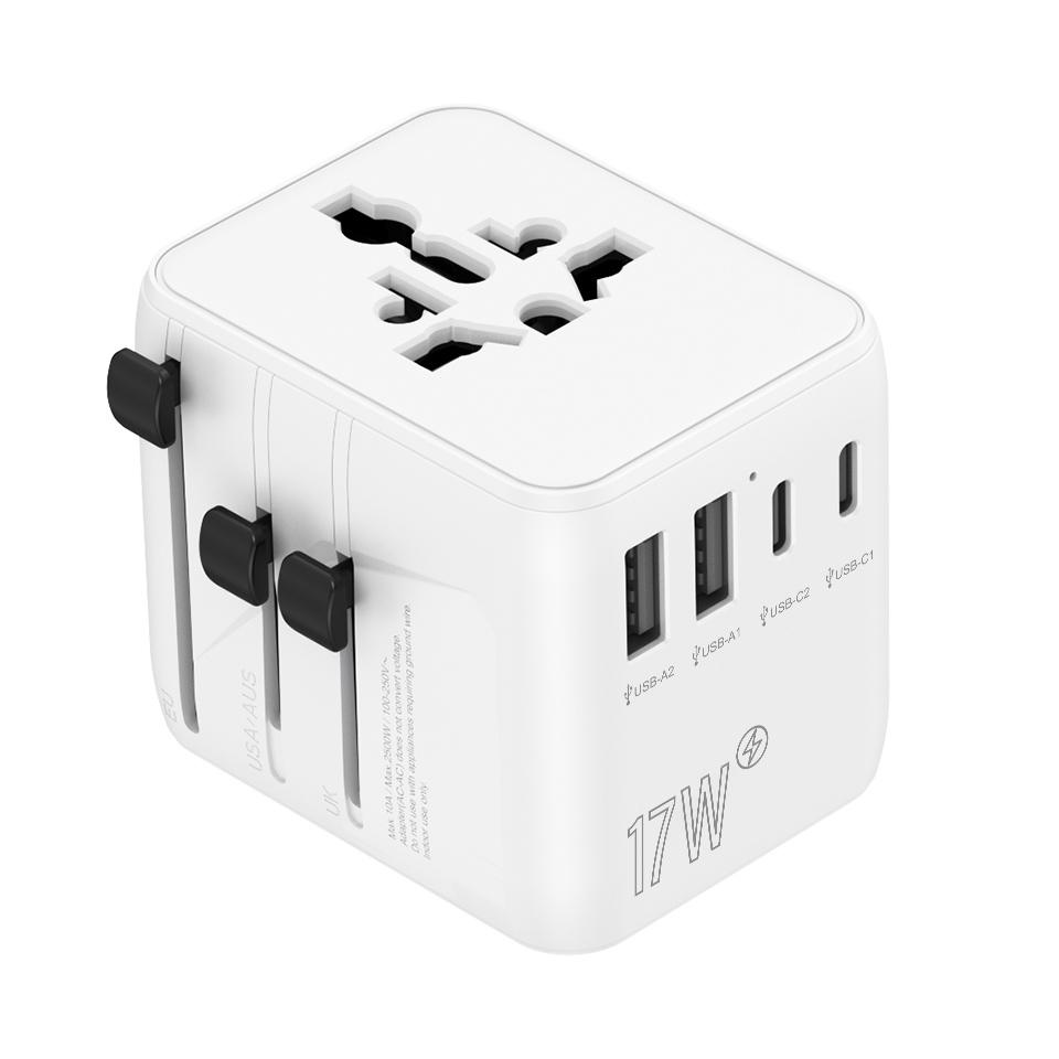 Multi Plug Laptop & Earphone Worldwide Charger Travel Adapter with USB Type-C Ports Universal Adapter Power Extension