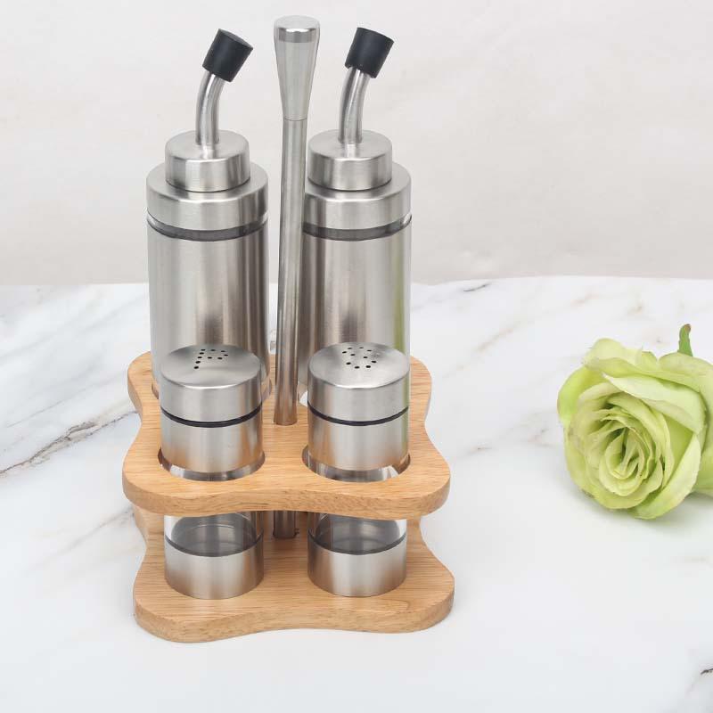 304 Stainless Steel Spice Set: Seasoning Jar, Oil Pot & Salt Shaker with Lid for Home & Restaurant.