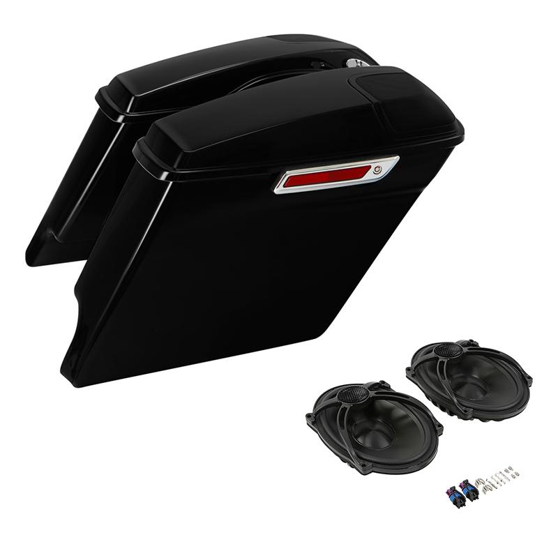 Motorcycle 5" Stretched Extended Saddlebags Speaker Grill For Harley Touring Road King Road Glide Street Glide 2014-2025