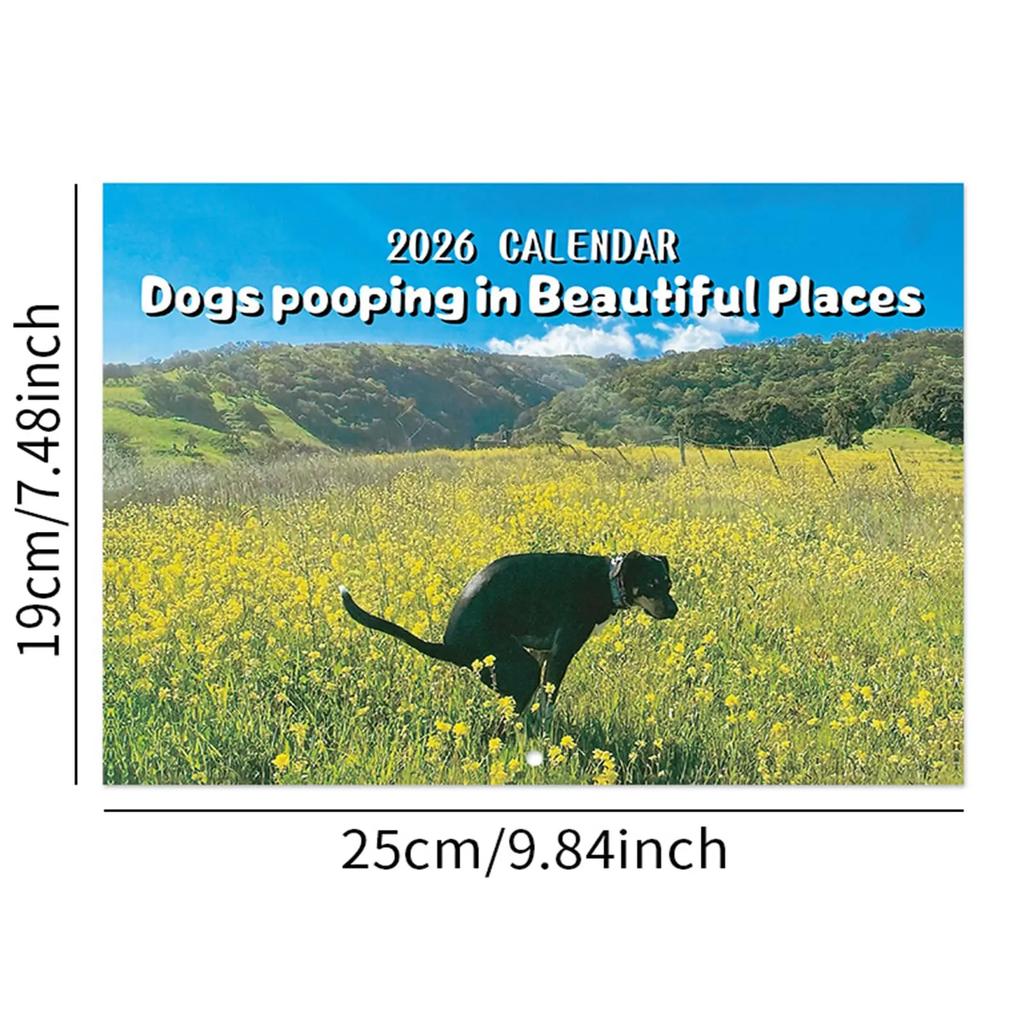 Calendar 2026 Dogs Pooping In Beautiful Places Funny Gag Gifts Thick Paper Wall Calendar Christmas Home Decor Planning Organizer