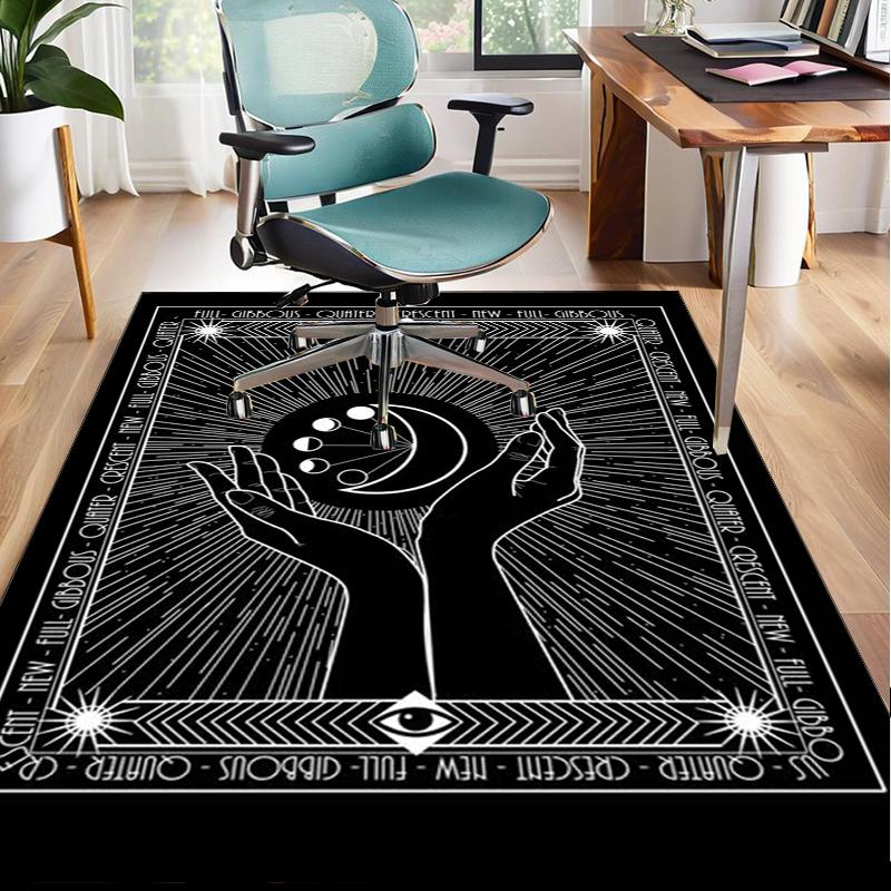 Golden Hamsa Symbol Office Rug Chair Mat, Entryway Carpet, Suitable for Front Door, Bedroom, Living Room, Desk, Holiday Gift