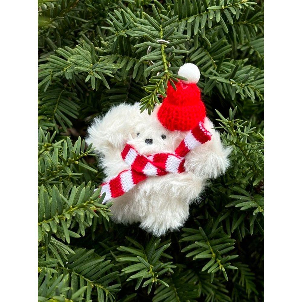 Elegant Table Christmas Fondant Maltese Keychain 2 Types Keyring Doll
