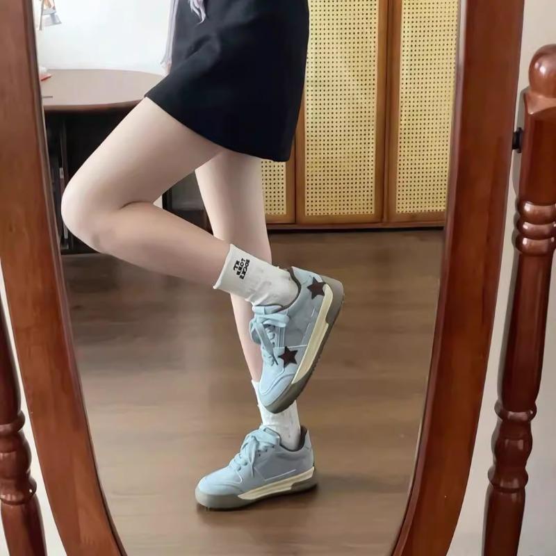 Tutu Song, originelles Nischen-Design Schuhe Damen Herbst und Winter vielseitig Retro Smogblau Sternschuhe dicke Sohle Schuhe