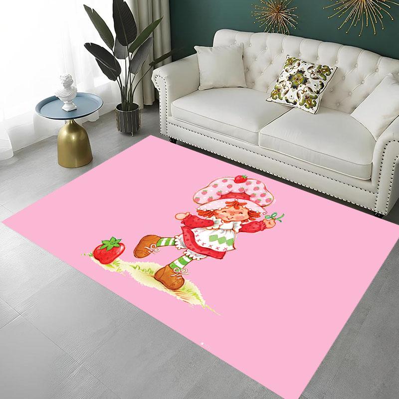 S-Strawberry-Pink girl Floor Mat Hallway Mat Kids Room Bedroom Decoration Balcony Anti-Slip Doormat Living Room Home Decor