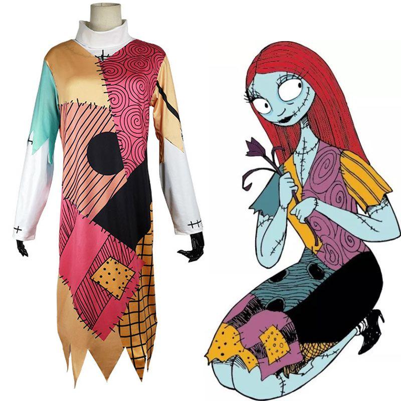 Womens Nightmare Before Christmas Sally Costume Featuring High-quality Soft Material And Stunning Design For Halloween Parties