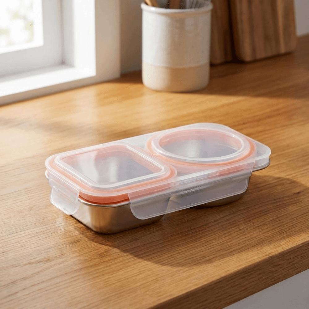 Dual Compartments Food Divided Box Leakproof Meal Prep Container Snack Container  Outdoor Dining