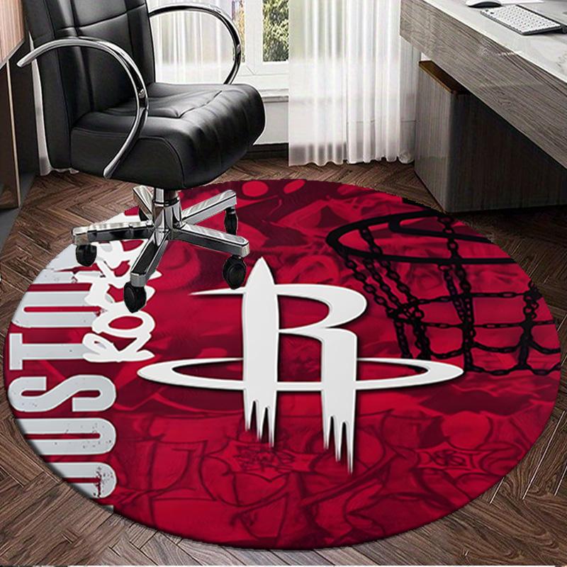 Basketball Pride Rockets Round Rug for Livingroom,Bedroom, Palyroom, Chair Rug, Area Rug, Circle Carpet, Large Size Fan Christmas Gift