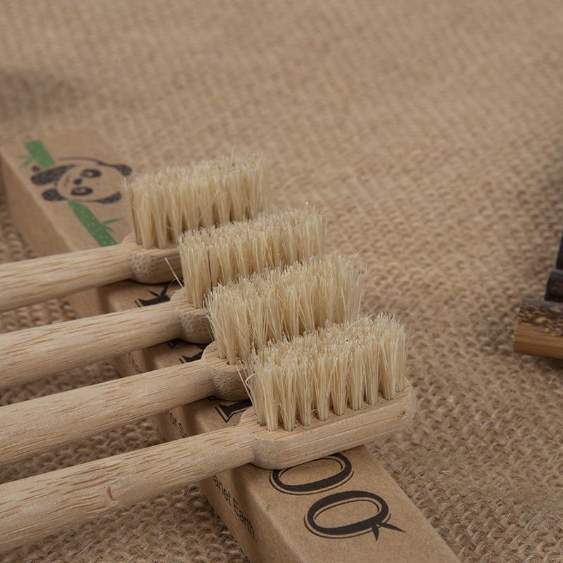 6 Pack Boar Bristle & Bamboo Toothbrush 100% Fully Biodegradable Plastic & Nylon Free Natural Tooth Brushes Oral Care Tool