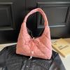 Women's Shoulder Bag with Standard Diamond Stitching Large Capacity Solid Bag