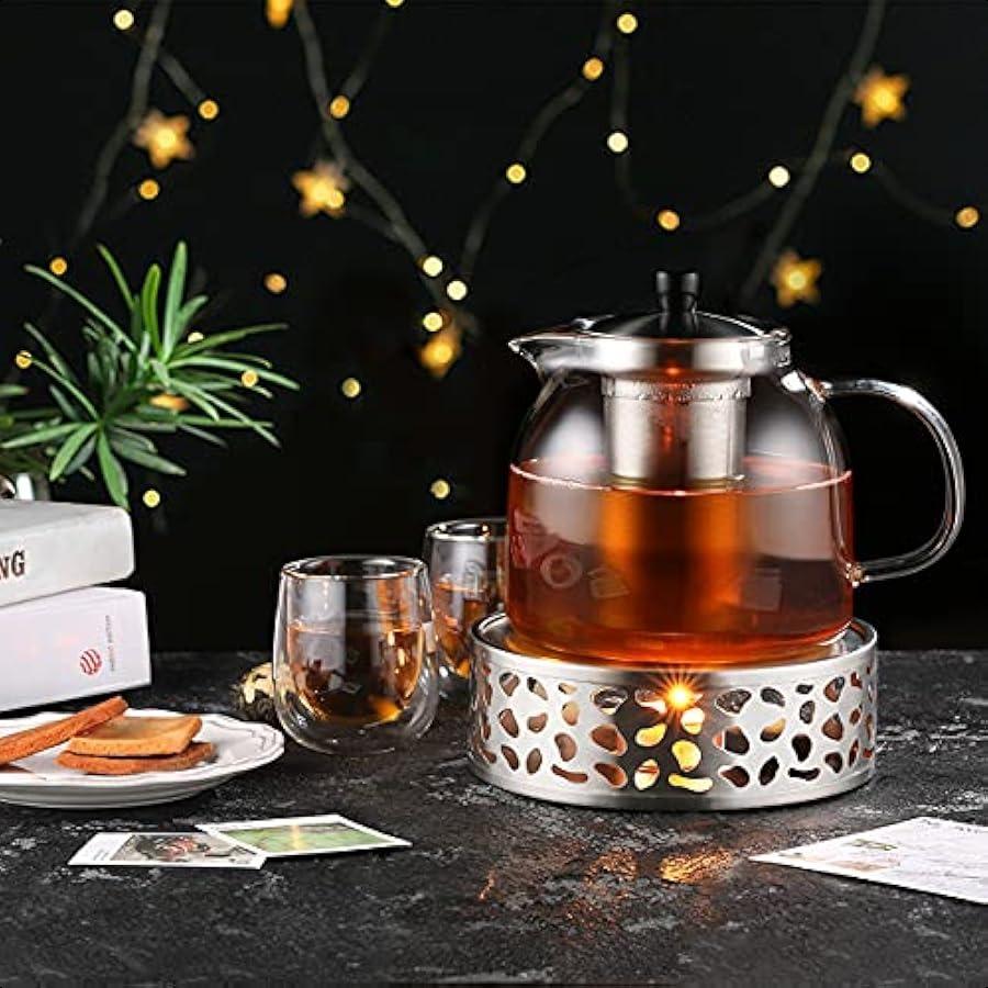 Stainless Steel Teapot Warmer Metal Teapot Heater with Tealight Holder Stainless Steel Candle Base Coffee Tea Warmer for Glass