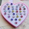 10pcs/Lot Cute Children's Cartoon Rings Glitter Flower Fruit Shape Plastic Adjustable Ope Excluding boxes