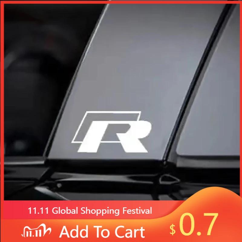 Pentru VW 2 buc Insignă Caroserie Mașină Stiker Decal Stâlp B Portbagaj Emblema R Pentru Volkswagen R Polo T5 Golf 5 MK6 7 8 Passat b6 b7 GTD GTI