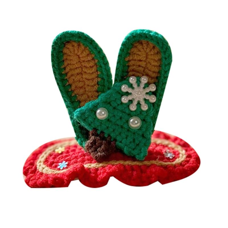 Stylish Christmas Hair Clip Eye Catching Design Hair Clip Hairpin Festive Knitted Hair Accessory for Children Christmas