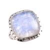 Natural Rainbow Moonstone Gemstone 925 Solid Silver Jewelry Ring Size 10 z3Q50