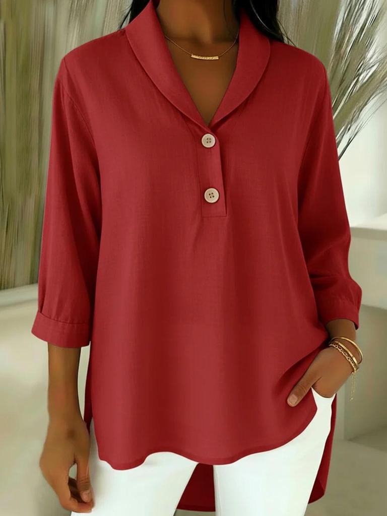 European American Spring/Summer 2026 Women's Casual Loose Fashion Top with Bright Doll Collar